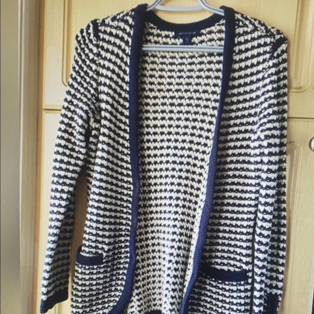 Tommy Hilfiger Black and White Striped Sweater